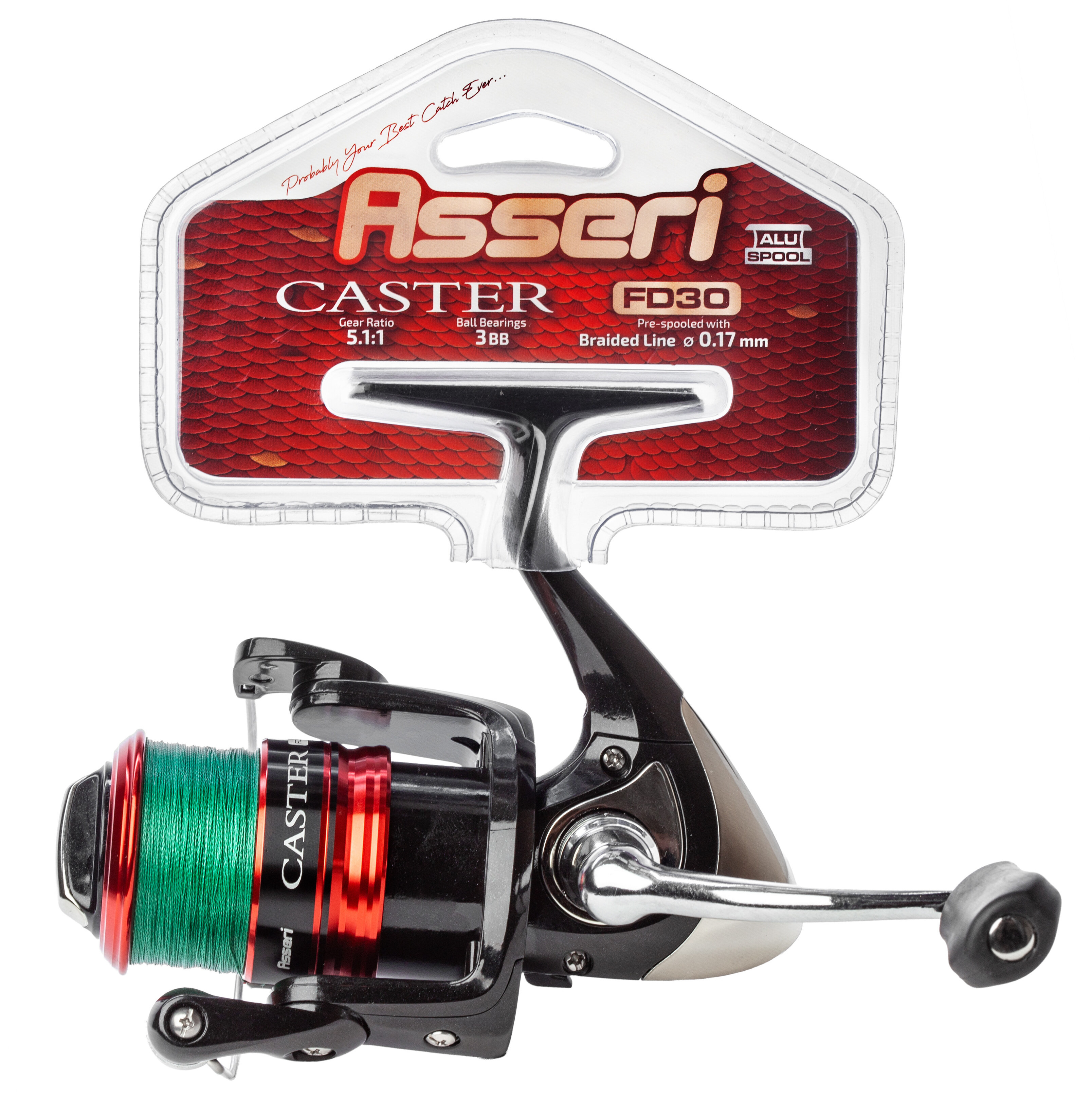 ASSERI CASTER 20 FD FISHING REEL WITH BRAIDED LINE 3BB